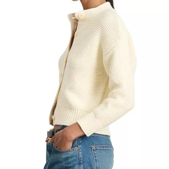 Alex Mill Nico Ivory Crewneck Cotton Cardigan NWT Size Medium Women’s - Picture 5 of 6